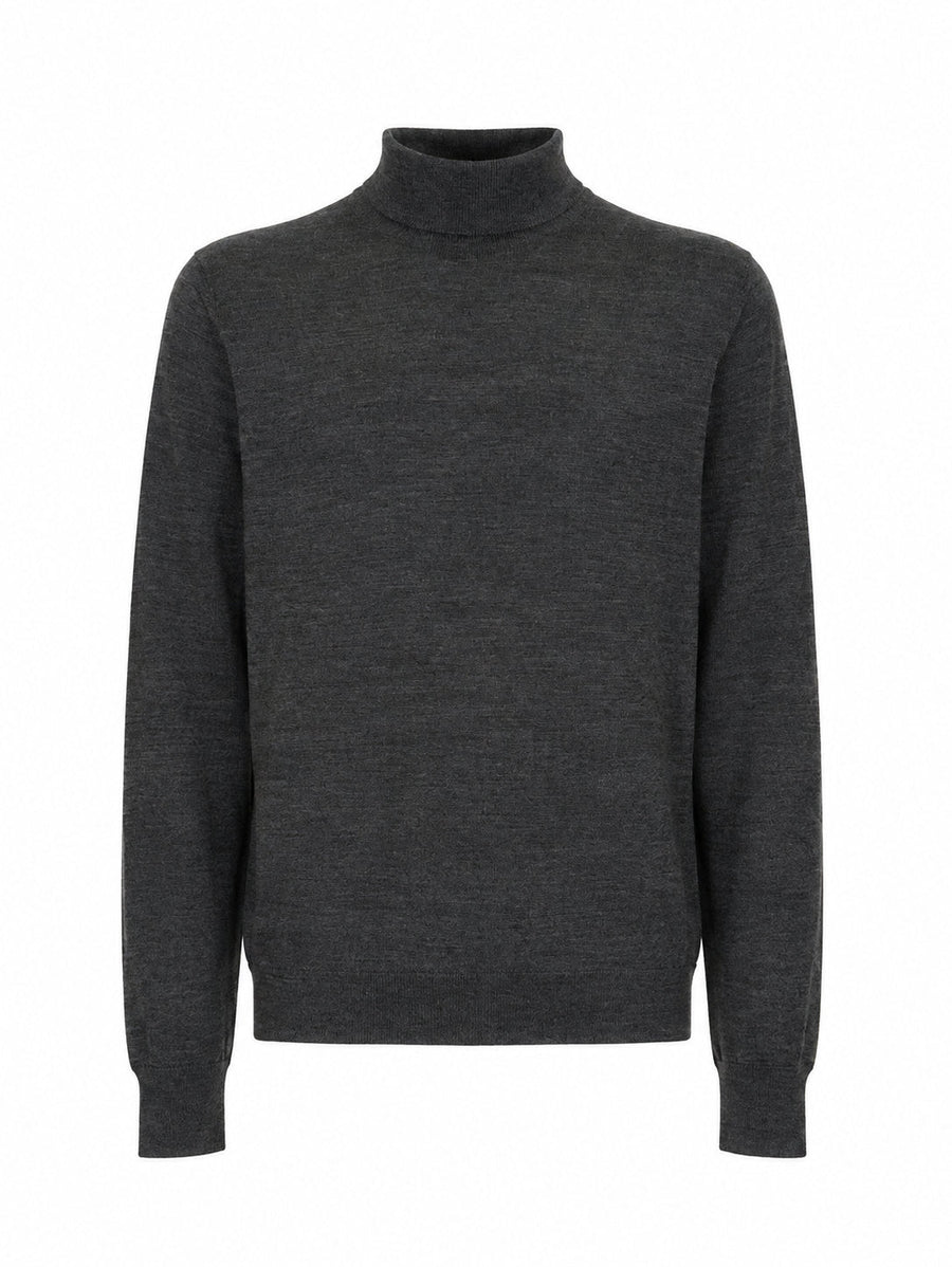 Roll-Neck Wool Sweater Grey