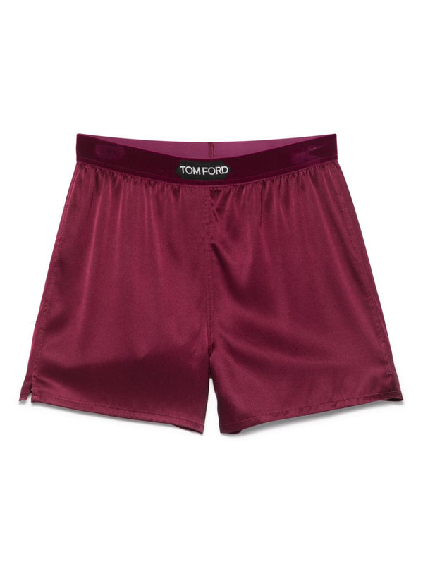 Silk Velvet Shorts Plum