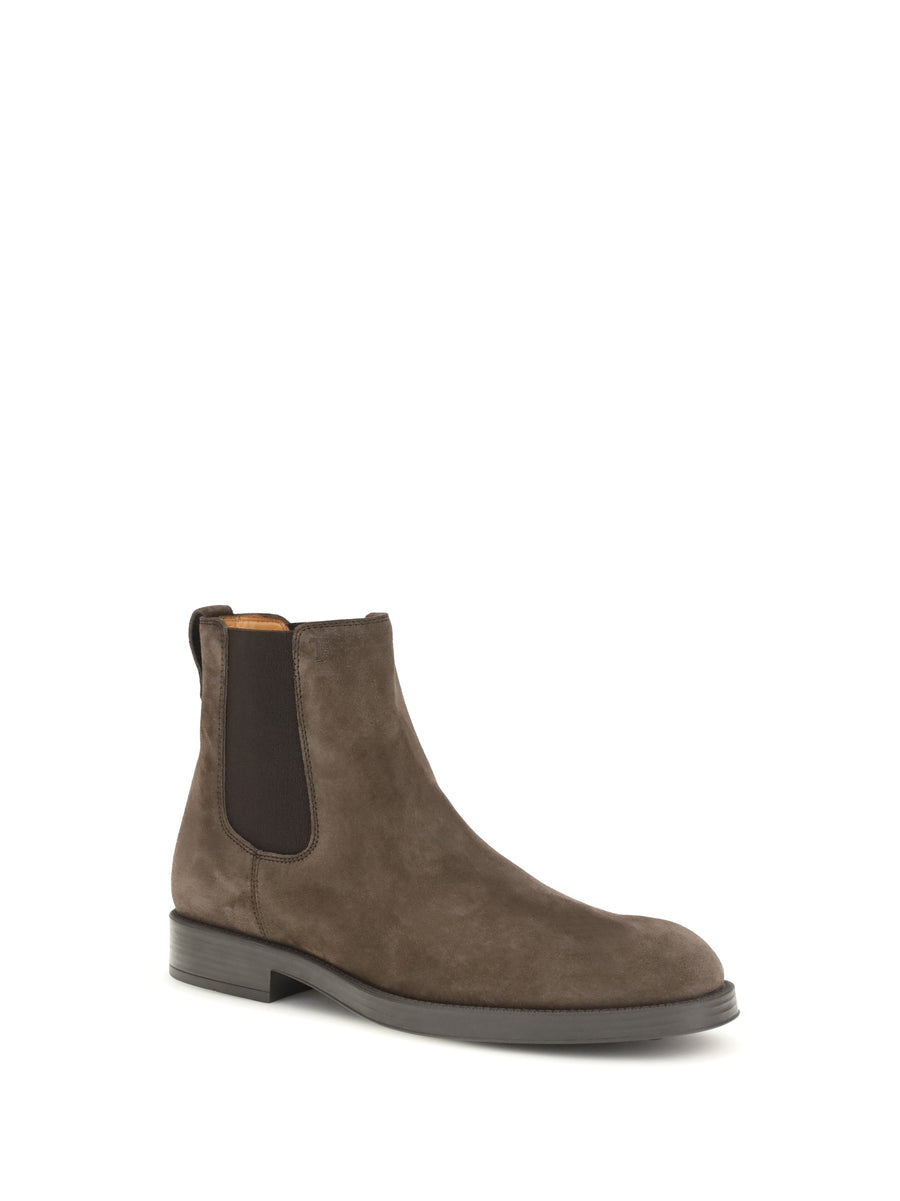 Chelsea Boots Suede Dark Brown Calf Leather
