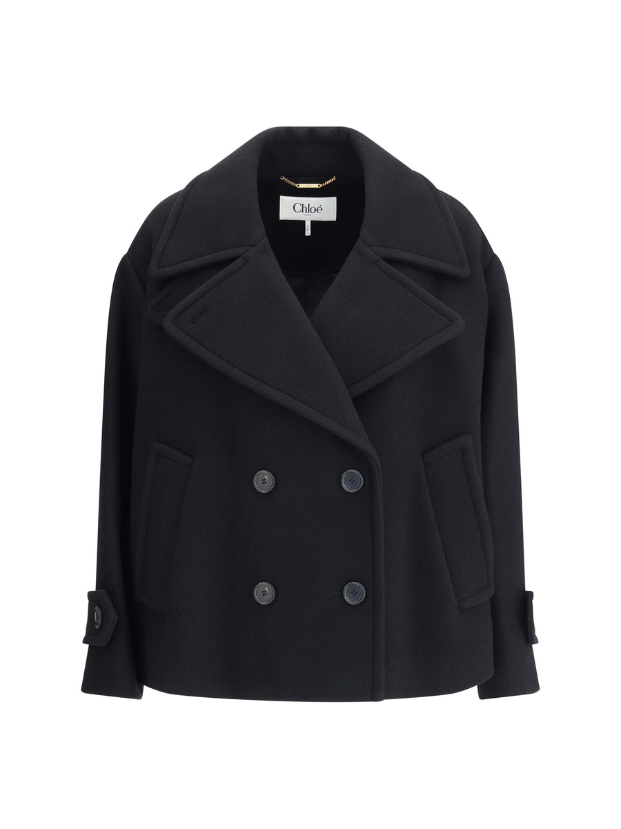 Chloé 80% Wool Ovis Aries coat in black