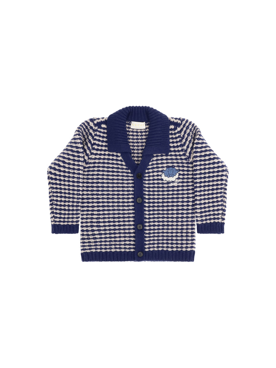 Gucci 100% wool cardigan in navy