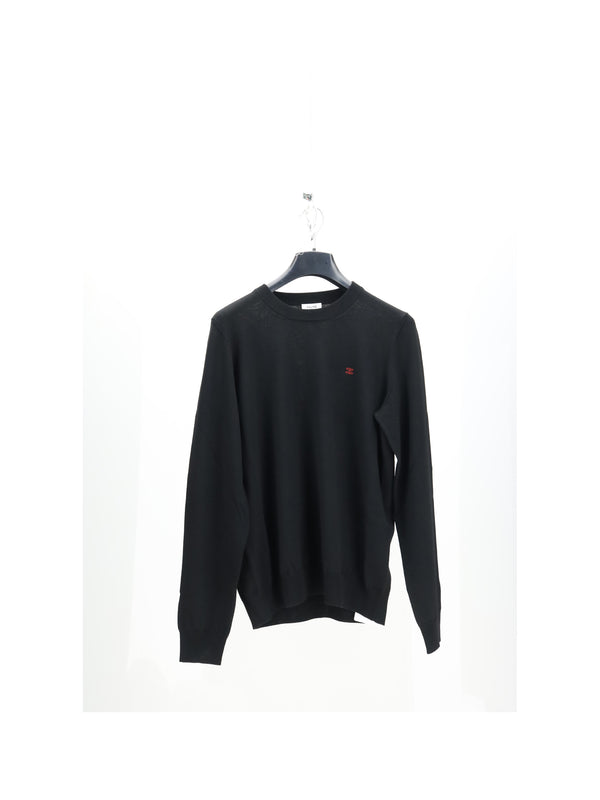 Crewneck Wool Sweater Black Fleece (ovis Aries)