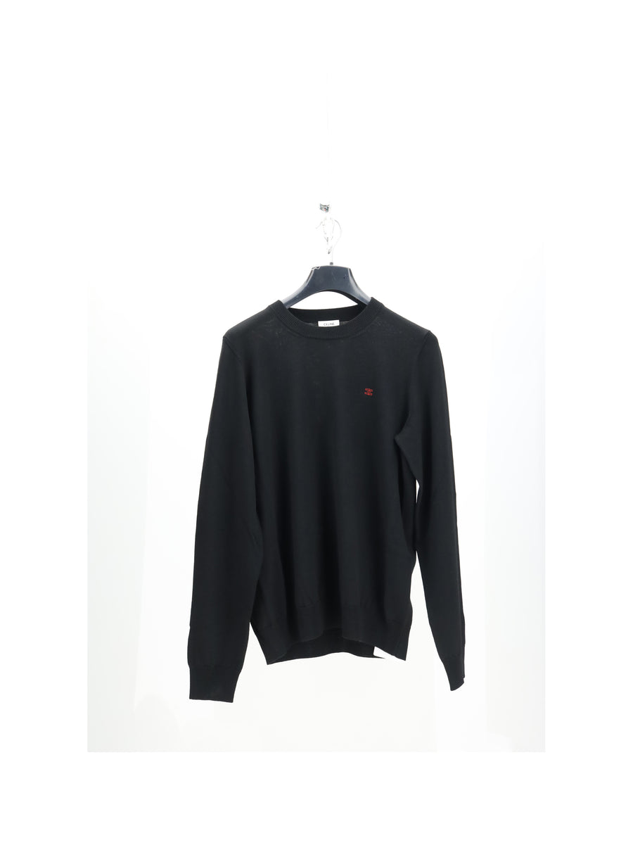 Crewneck Wool Sweater Black Fleece (ovis Aries)