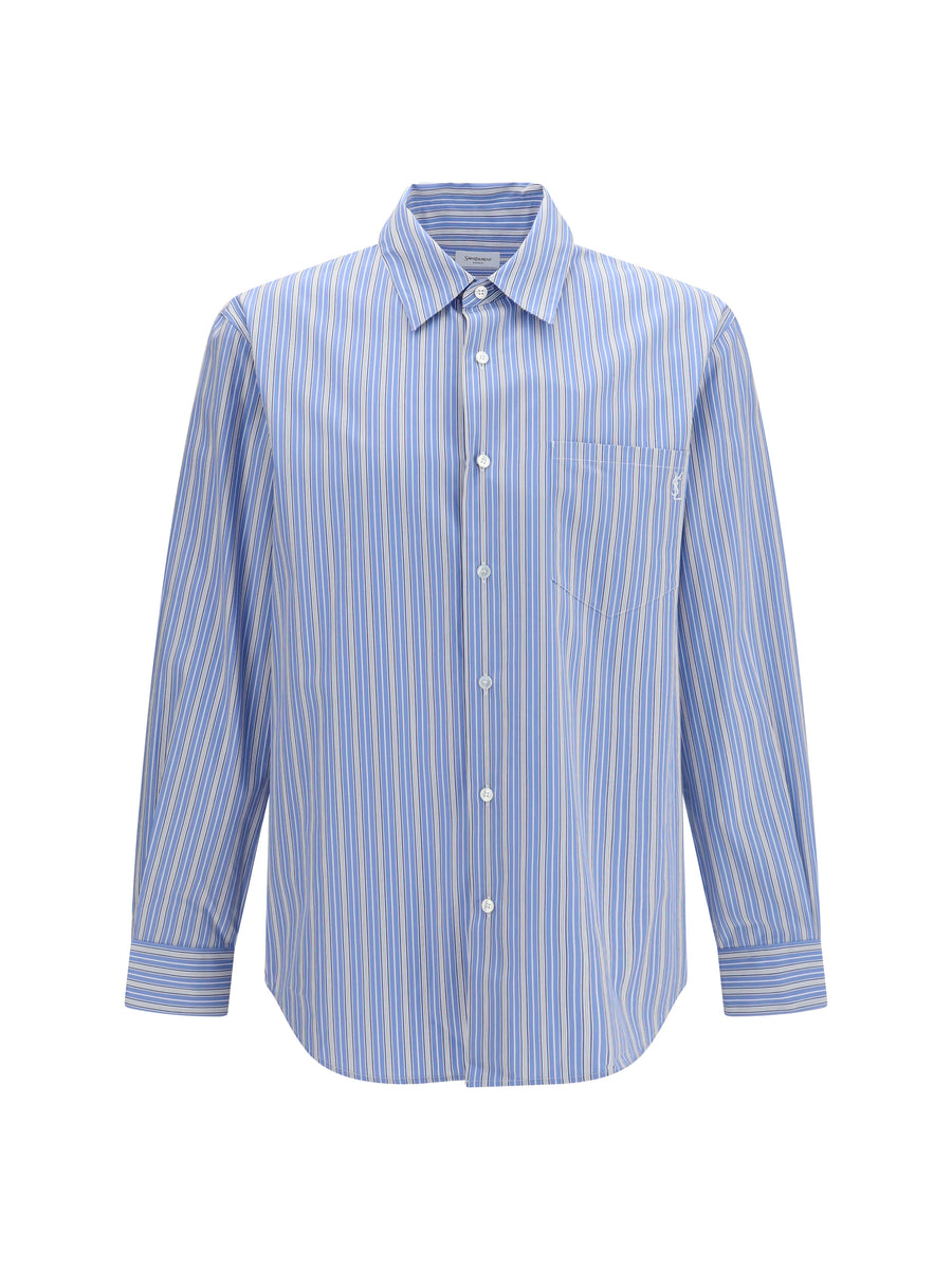 Cassandre Striped Cotton Shirt Bleu Craie Noir
