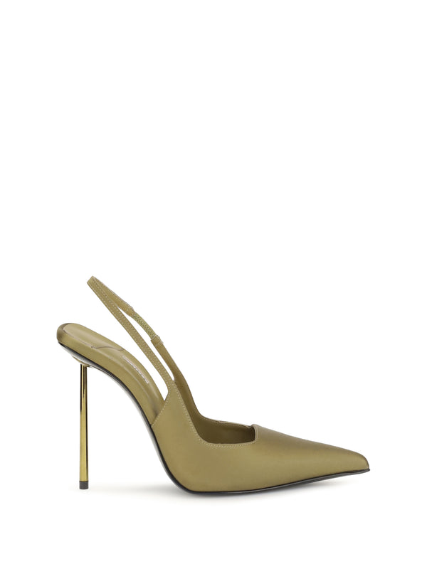 Le Silla 100% Silk slingback heel in green