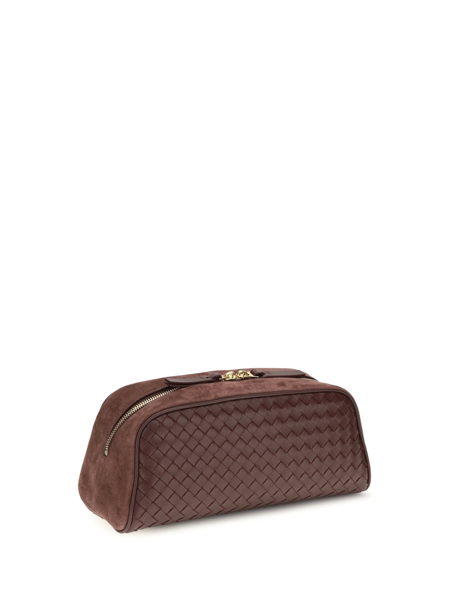 Pouch Nodo Large Deep Mahogany-Gold Mahogany/gold Lamb Leather Clutch Bags