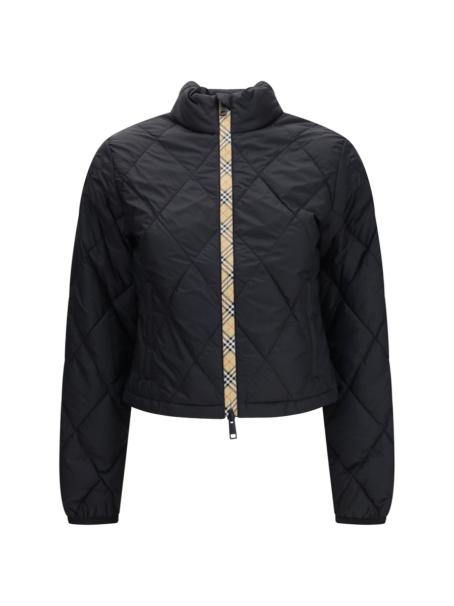 Bramford Quilted Nylon Jacket With Check Tape Black Polyamide Down