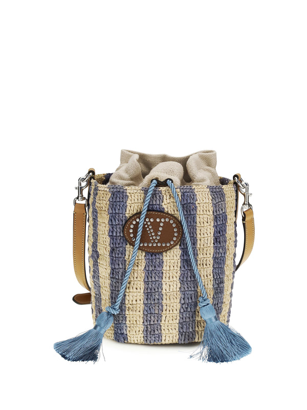 Valentino Garavani 100% Raffia bucket bag in multicolor