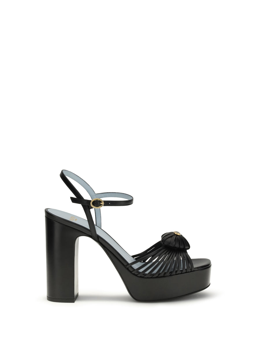 Valentino Garavani Upper: 100% goatskin; Sole: 100% calf leather sandals in black