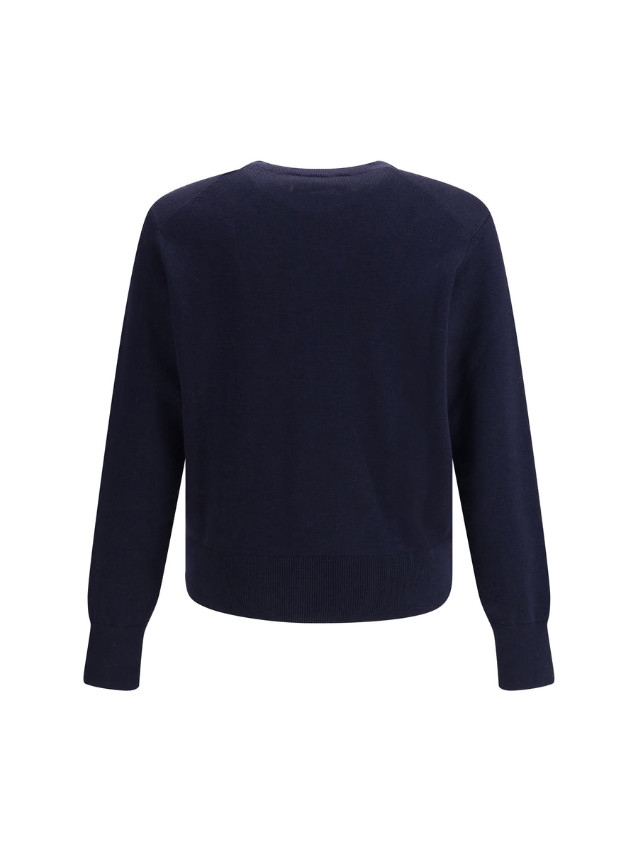 Crewneck Sweater Ami De Coeur Navy-Red Navy/red Merino Wool