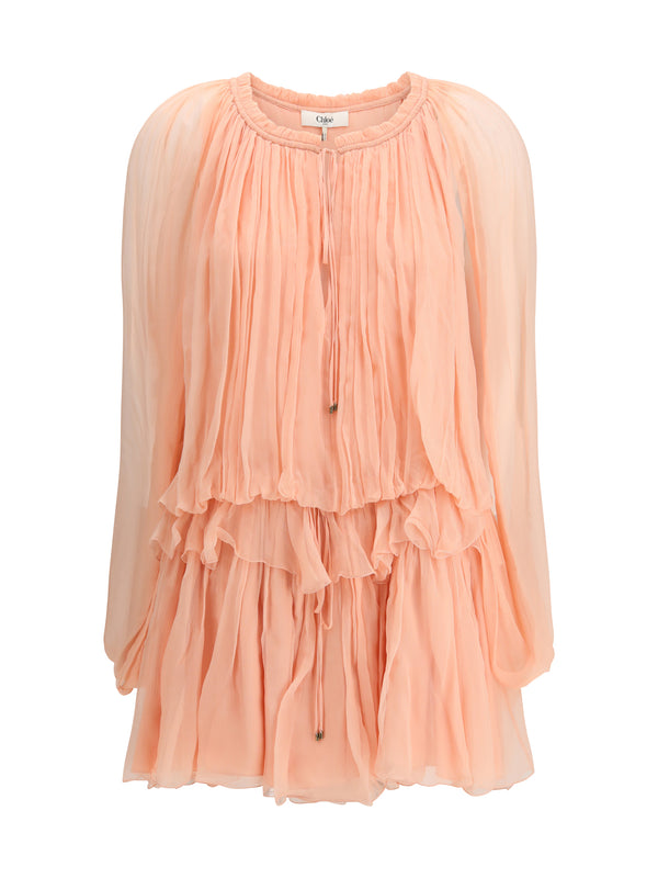 Chloé Outer: 100% silk; Inner: 10% silk dress in pink