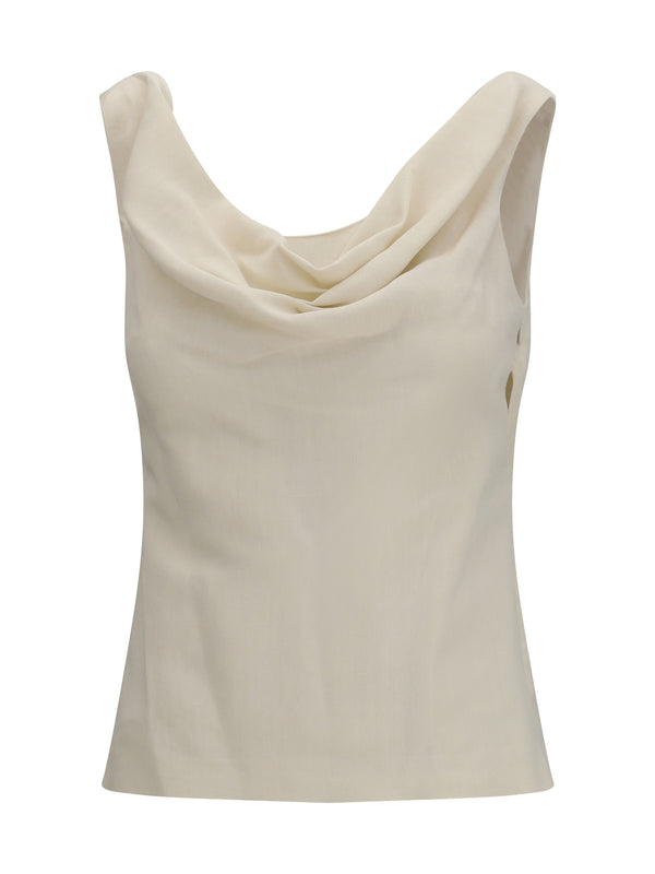 Brunello Cucinelli 72% Viscose; 28% Linen tank top in beige