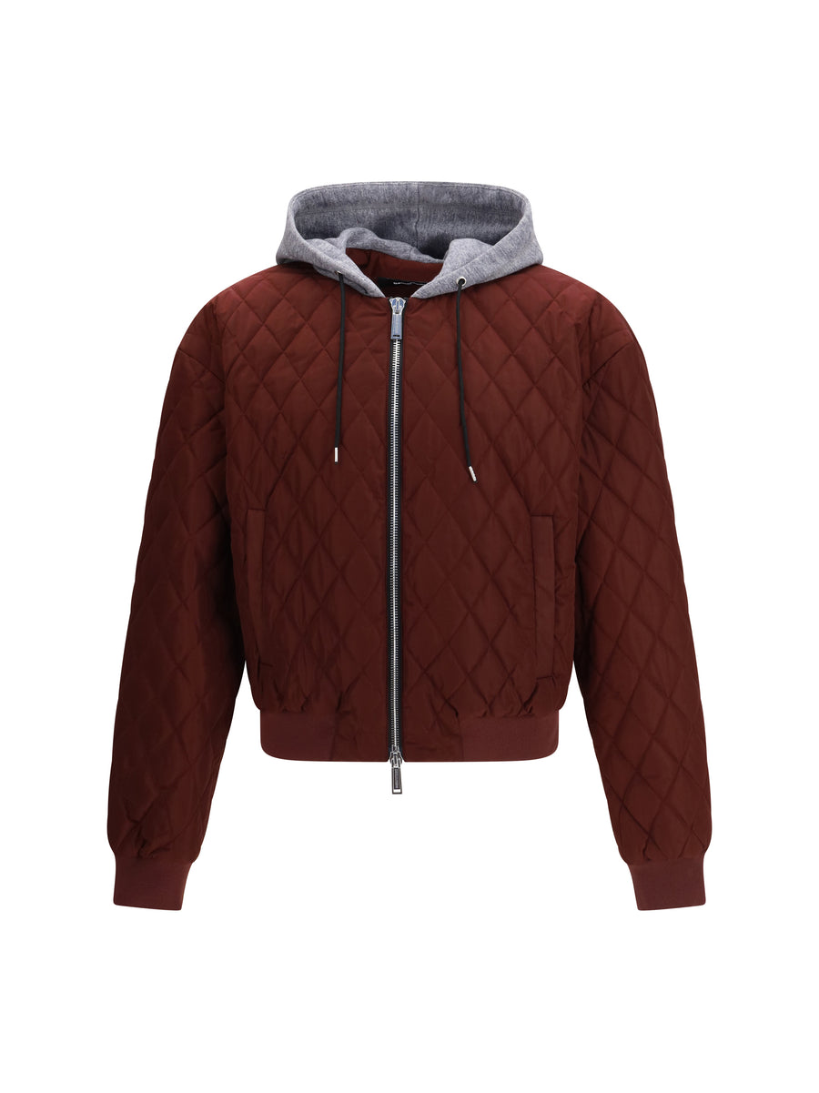 Bomber Jacket Bordeaux Fabric Padded & Down