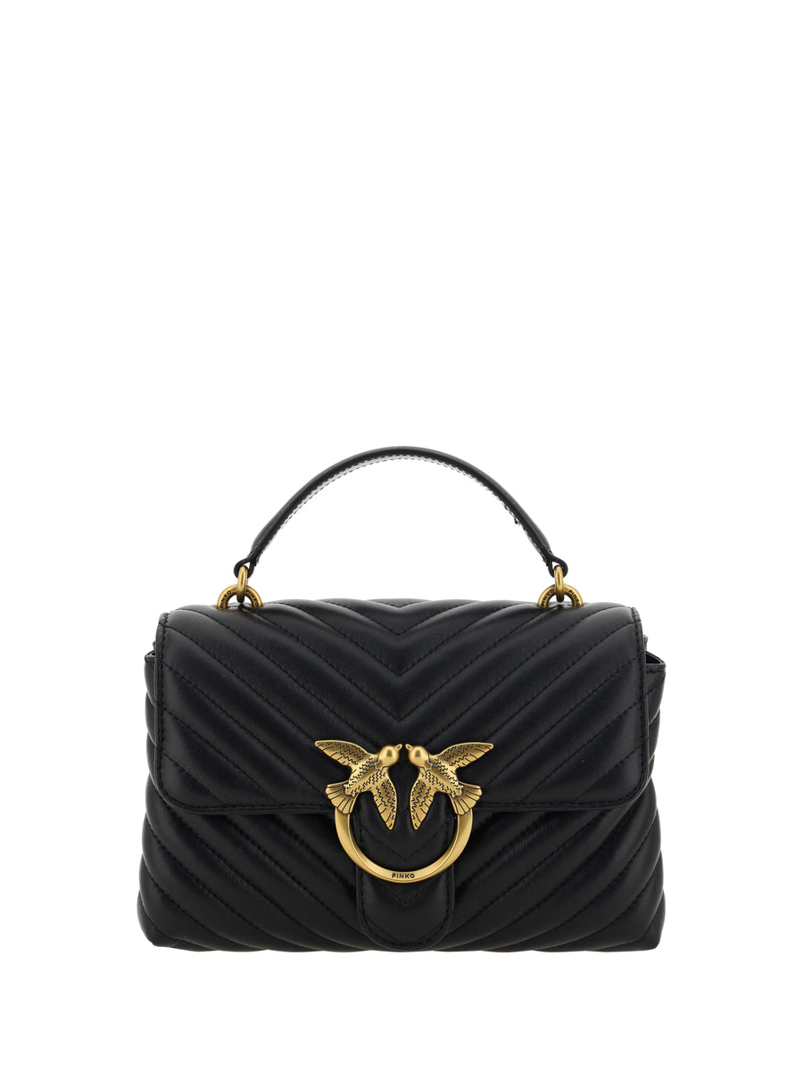Love Lady Mini Handbag Nero-antique Gold Calf Leather Bos Taurus Handbags