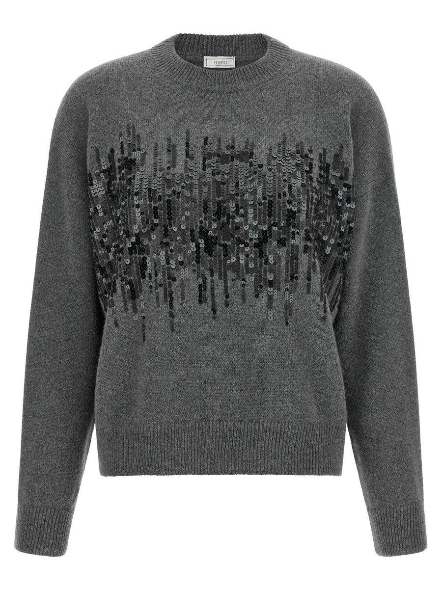 Peserico Sequin-Embroidered Sweater — Grey