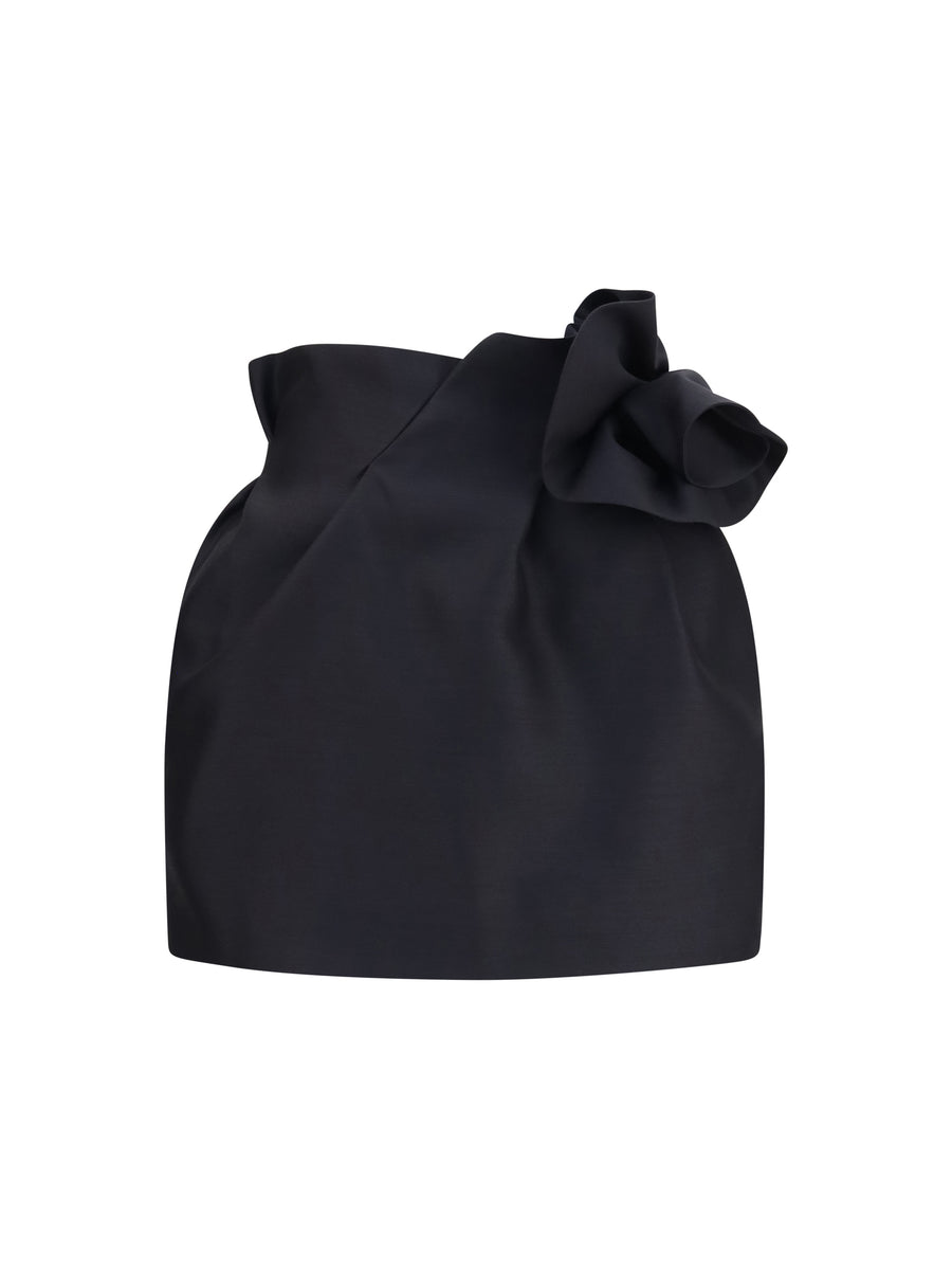Mini Skirt Wool And Silk Black