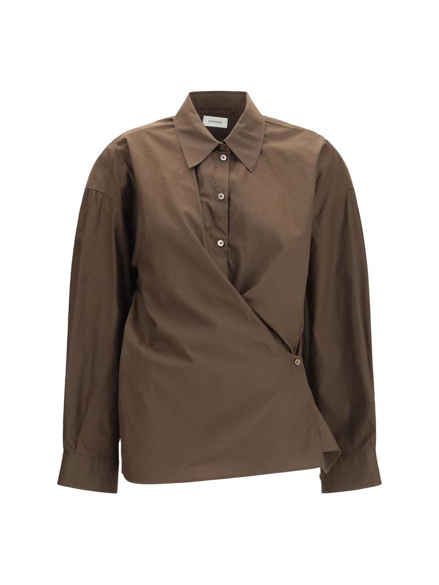 Lemaire 80% cotton shirt in brown