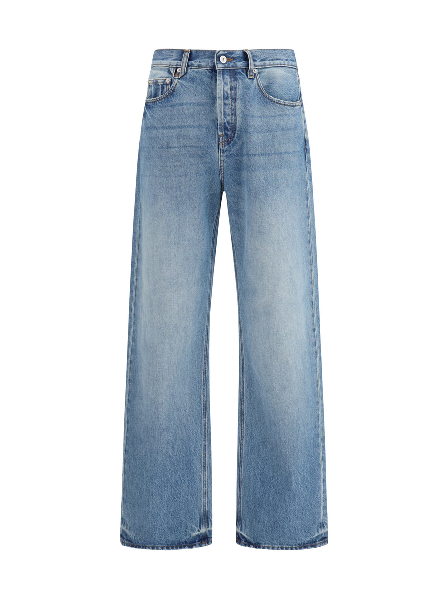 Wide-Leg Jeans Blue-Tobacco Blue/tobacco Cotton Trousers