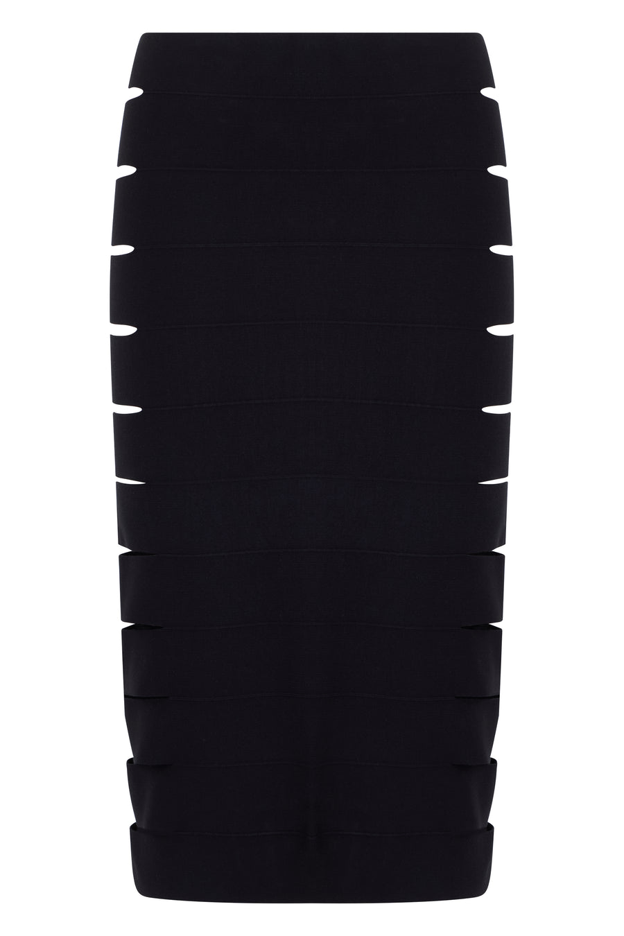 Skirt, Midi With Cut-Outs, Black Viscose