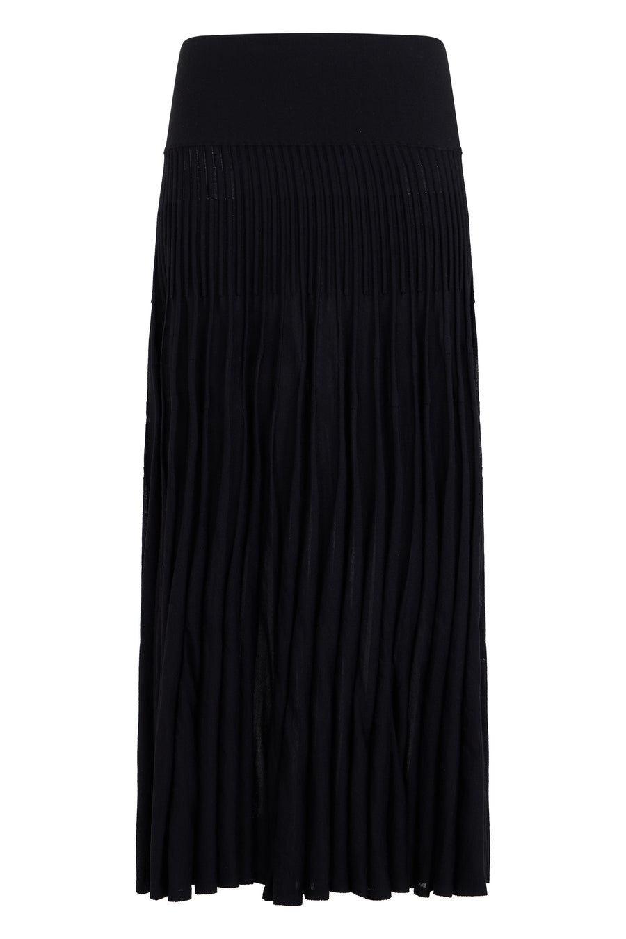 Pleated Wool Skirt Black Virgin