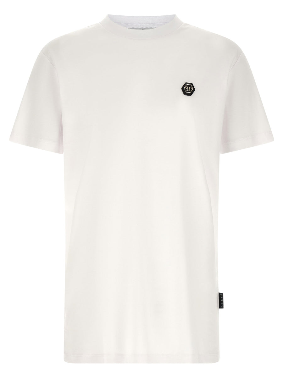 Philipp Plein Hexagon-Patch Cotton T-Shirt — White