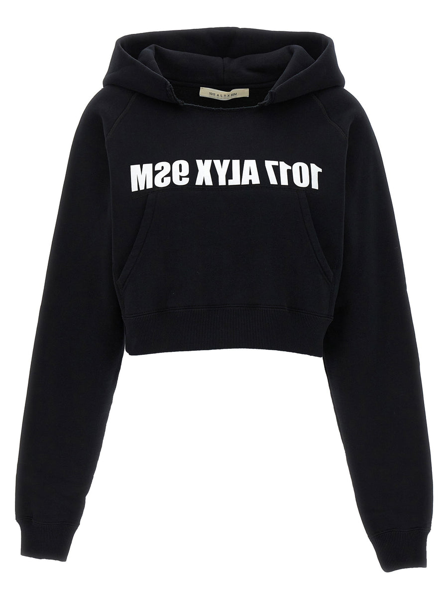 1017-Alyx-9Sm Logo-Print Cropped Hoodie — Black