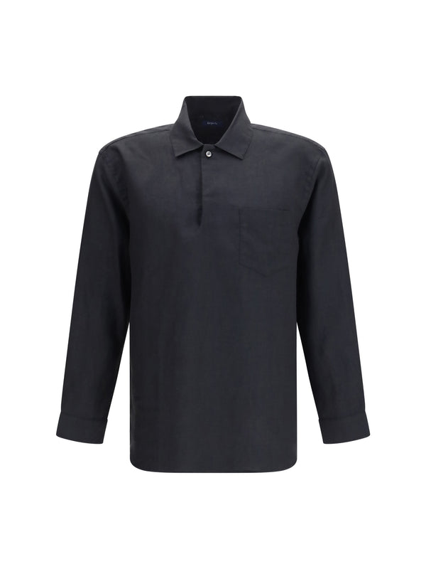 Deperlu 100% Linen shirt in black