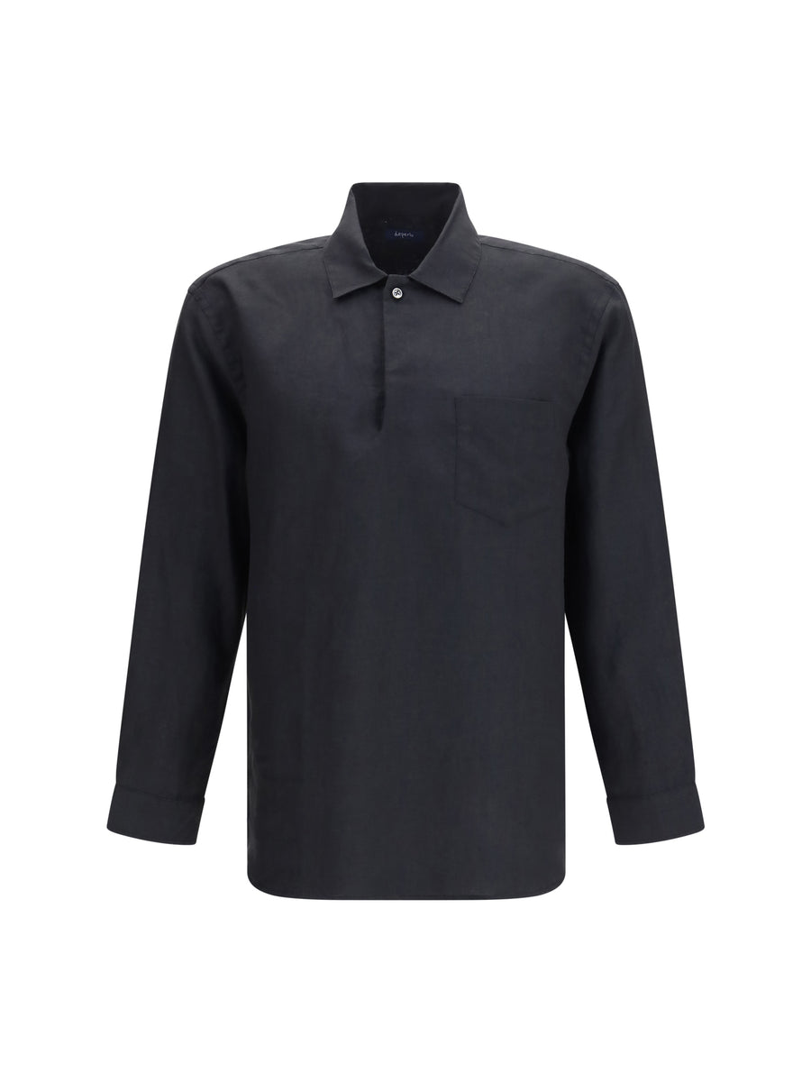 Deperlu 100% Linen shirt in black