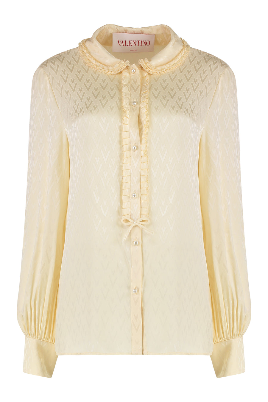 Toute La V Silk Ruffle Shirt Cream