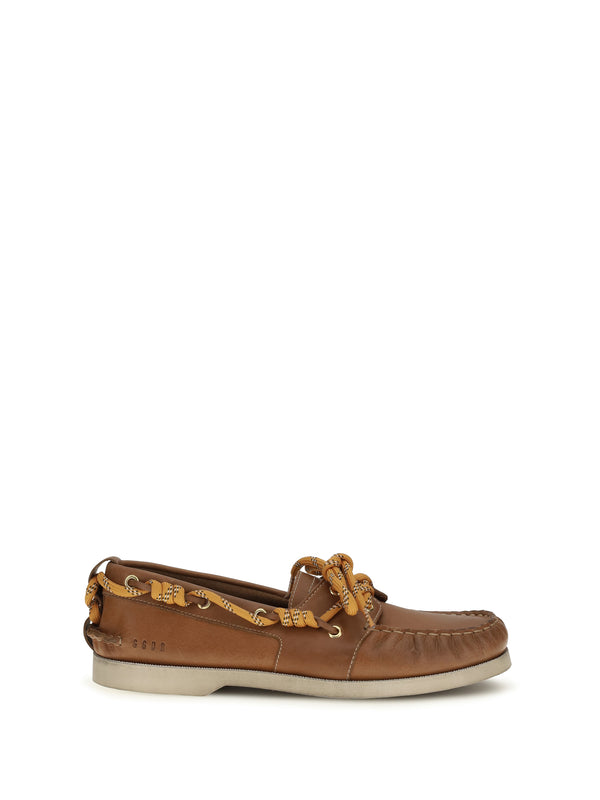 Golden Goose 100% calf leather boat shoe in brown