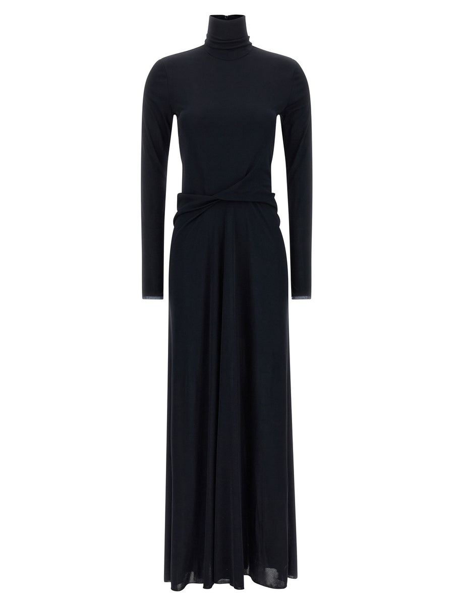 Fabiana Filippi Draped Turtleneck Dress — Black