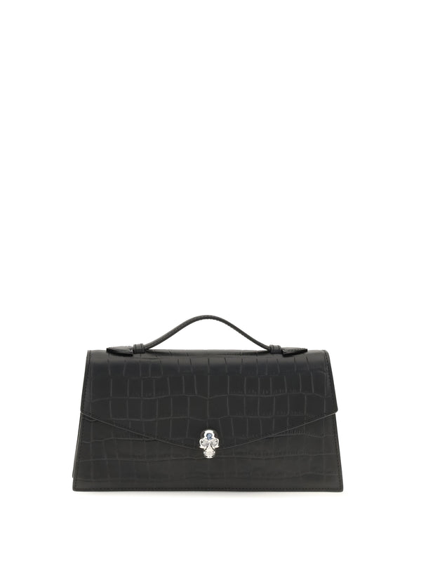 Alexander McQueen 100% Calf Leather Bos Taurus top handle bag in black