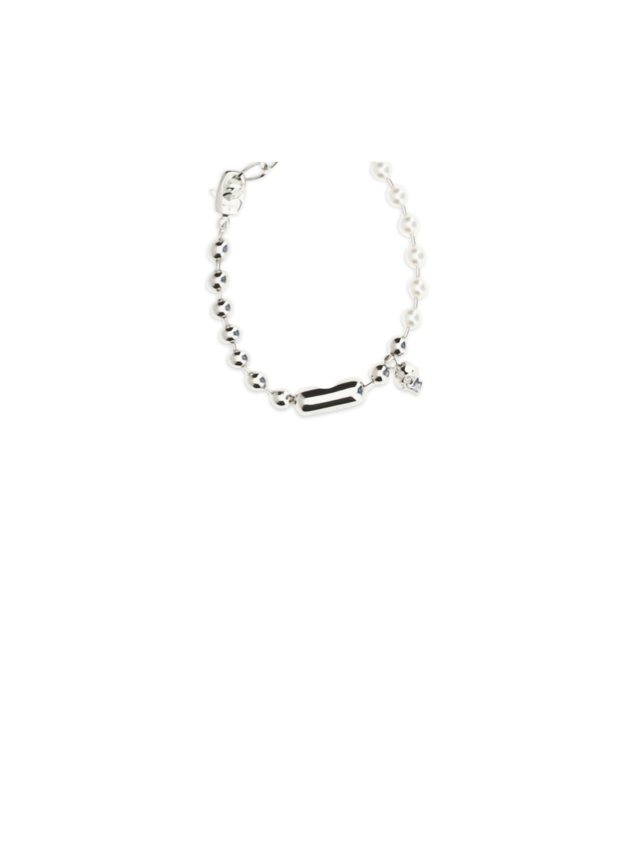 Bracelet Pearl Skull White Brass Bracelets