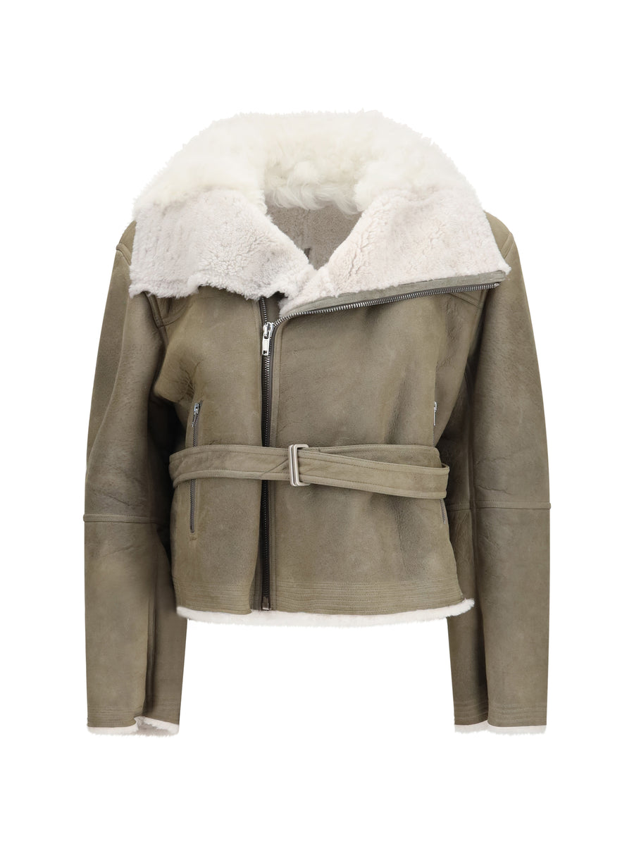 Cropped Suede And Shearling Flight Jacket Drk Outer: Lamb Ovis Aries