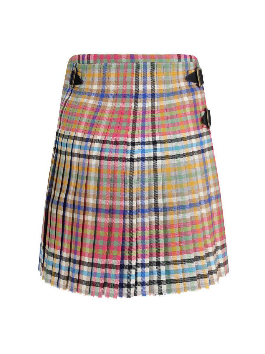 Mini Kilt Heather Check Multicolour Wool (ovis Aries) Skirt