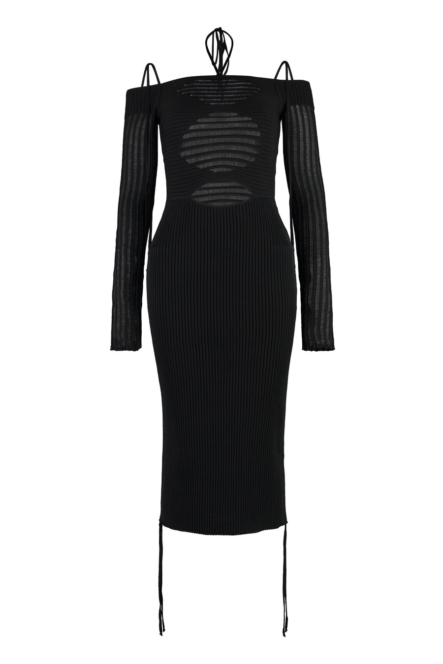 Ribbed Knit Dress Black Viscose