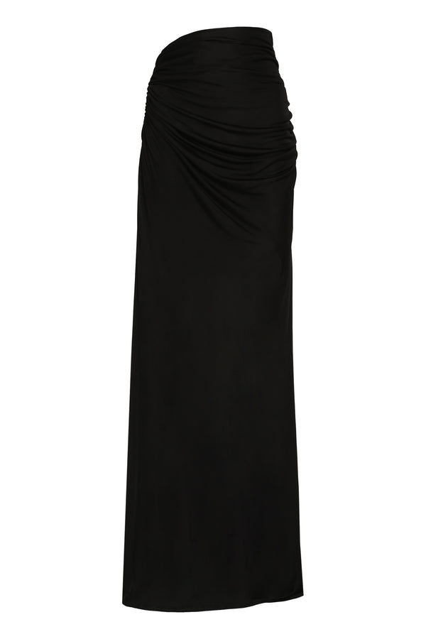Draped Skirt With Cut-Out Detail Black Viscose