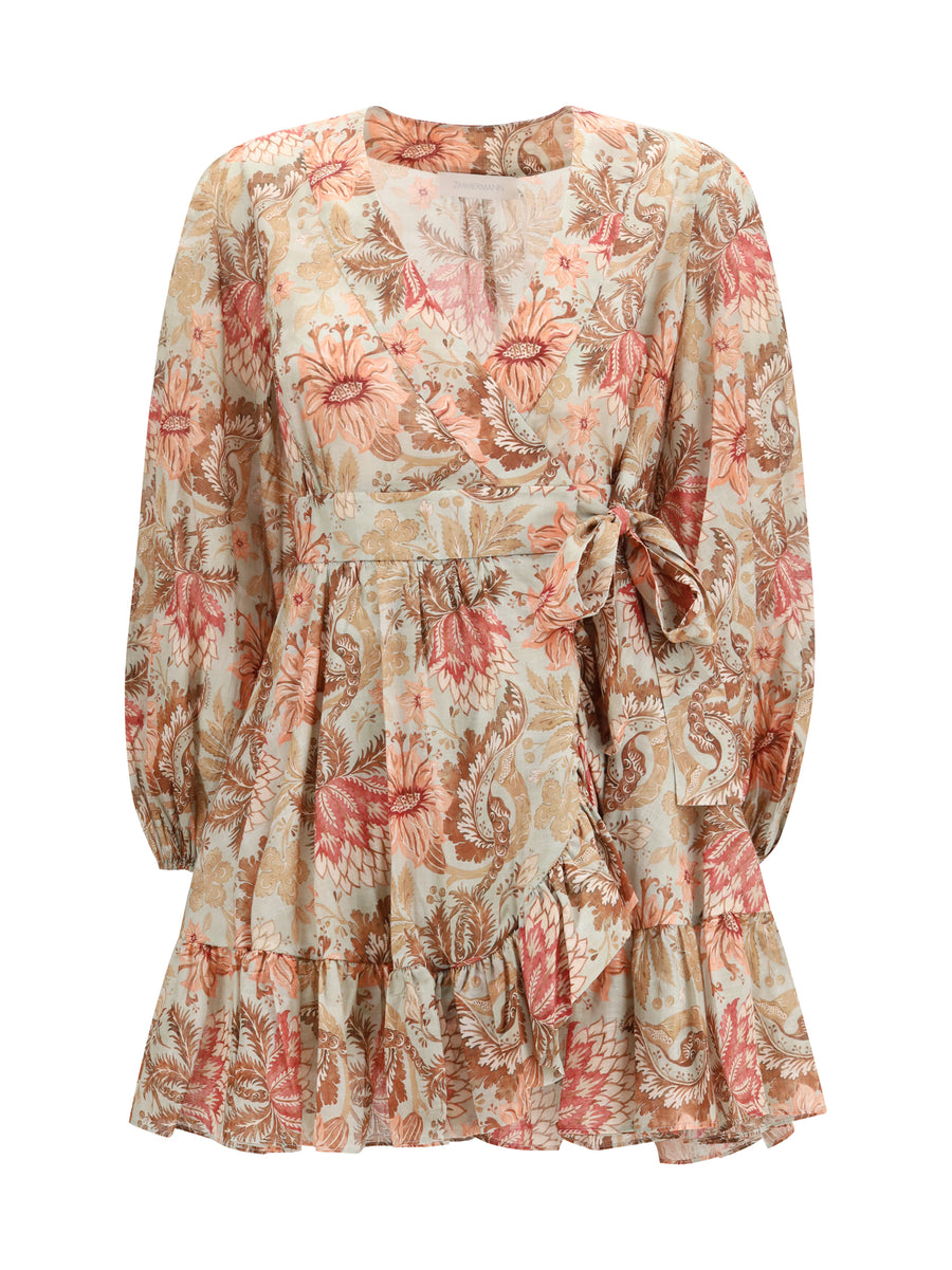 Zimmermann 100% cotton wrap dress in beige