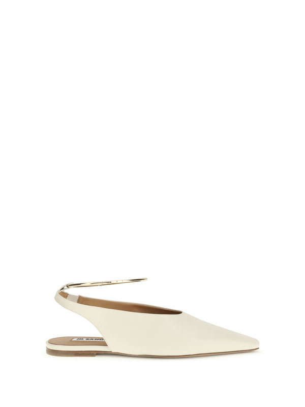 Jil Sander 100% Goatskin flat in beige