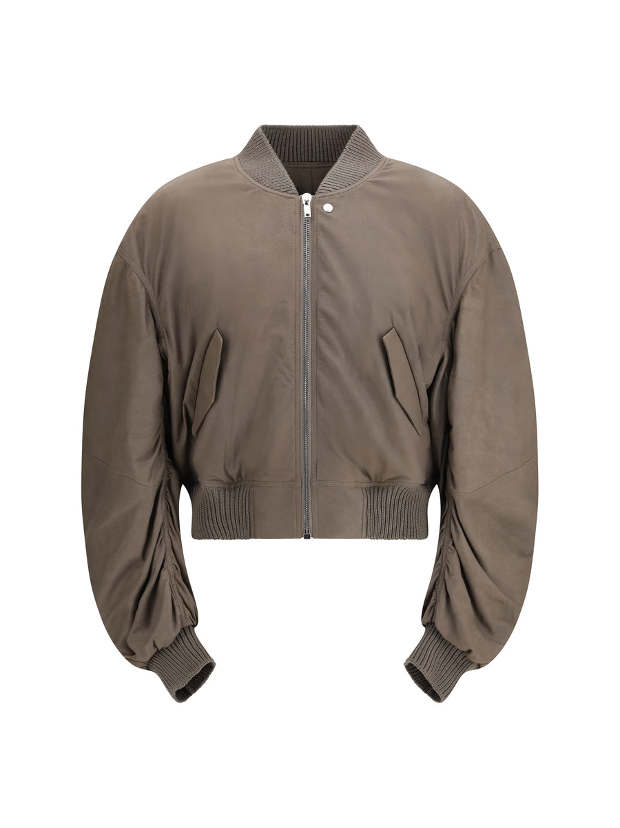 Rick Owens Outer: 100% Lambskin leather; Inner: 100% Cotton bomber jacket in dust