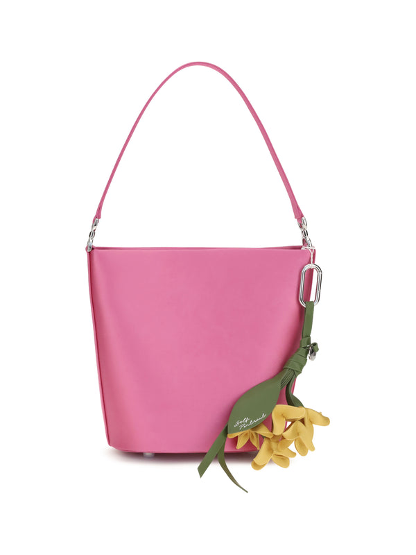 Self-Portrait 100% Polyester bucket bag in pink