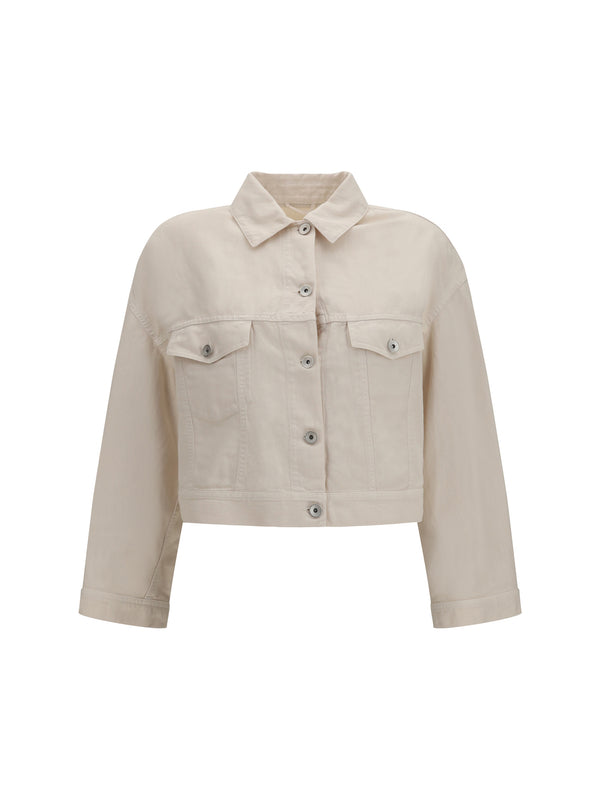 Cotton And Linen Jacket With Monili Gesso Cotton