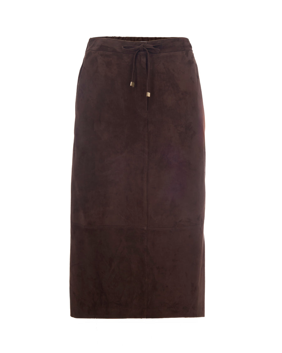 Skirt Gazza Lambskin Taupe Leather