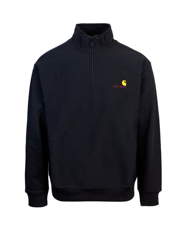 Half-Zip Sweatshirt American Script Black Cotton Sweatshirts