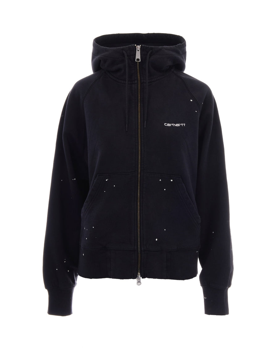 Hooded Painter Sweatshirt Black Cotton Sweat Sweatshirts