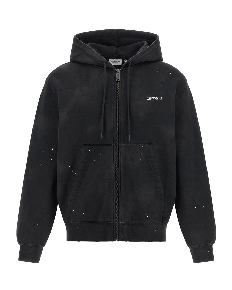 Hooded Painter Jacket Black Destroy Wash Wash/splatter Cotton Sweat Sweatshirts