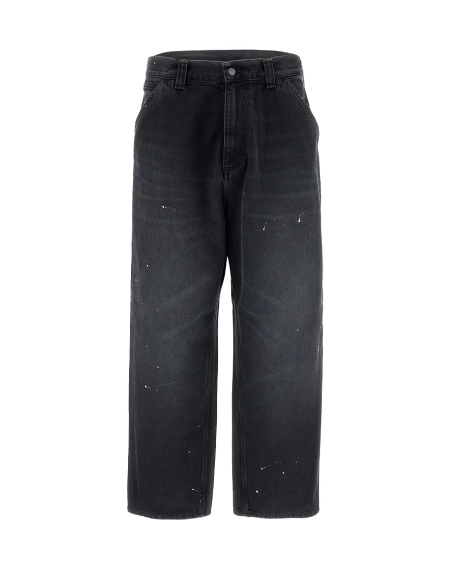 Jeans Single Knee Black Cotton 'smith' Denim