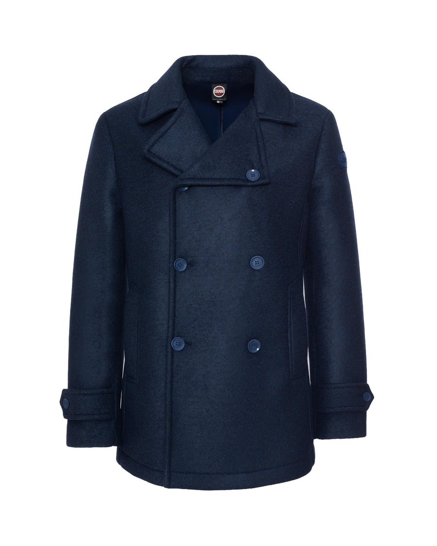 Peacoat Navy Blue Polyester Coat
