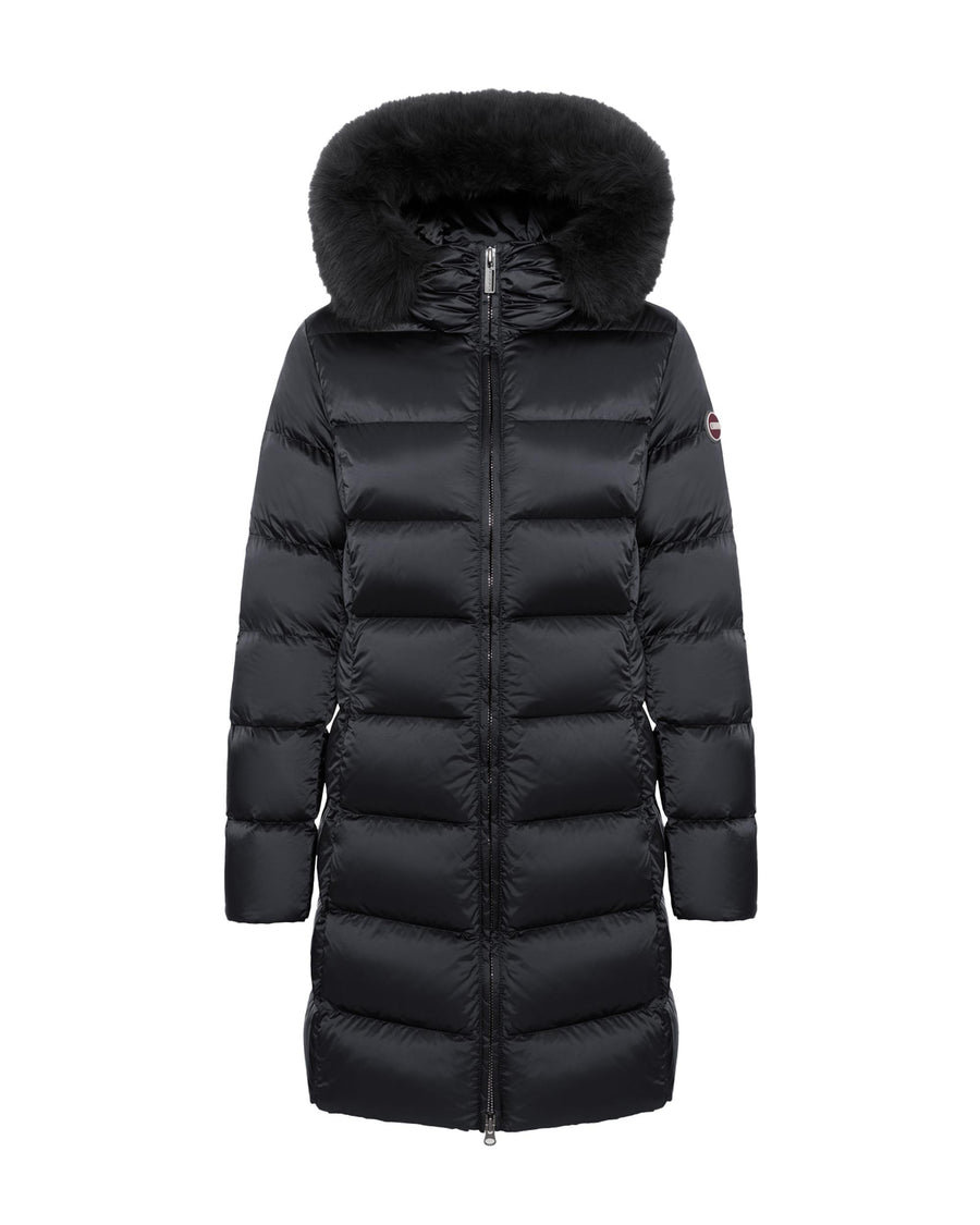 Puffer Jacket With Detachable Faux-Fur Trim Black