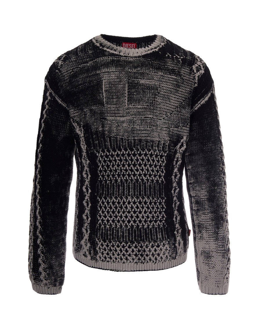 Cable-Knit Jumper Mione Black Cotton Jumpers